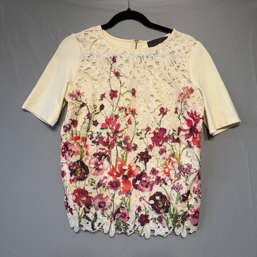 Sunday in Brooklyn Anthropologie Womens Floral Lace Fairy Blouse Size S Boho